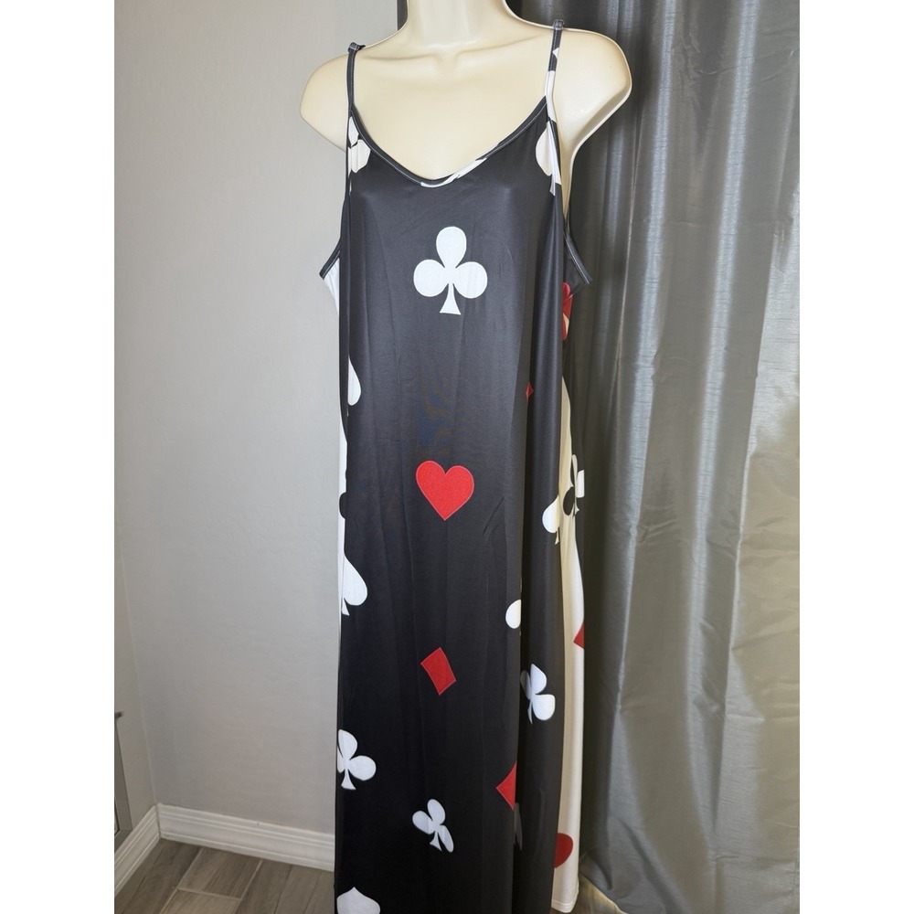 Unbranded 3XL Casino Night Sleeveless Maxi Dress Poker Theme Playing Cards Dress